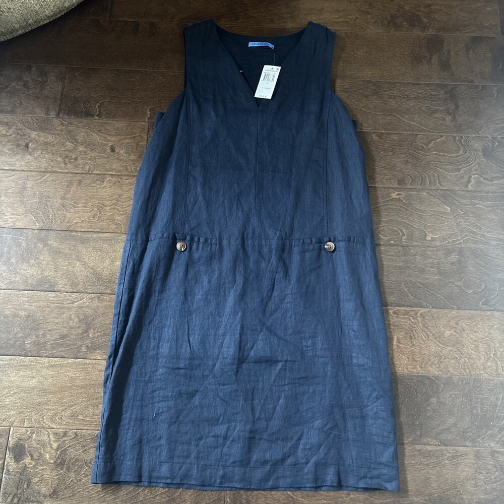 NWT J. McLaughlin Weezie Navy 100% Linen Sheath Dress Medium $198